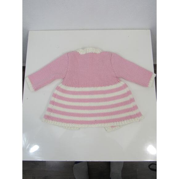 Huggalugs 6-12 Mo Parfait Pink Ziggy Sweater Knit Cardigan Sweater Stripes - Picture 4 of 4